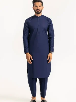 Men Latha shalwar qameez blue white